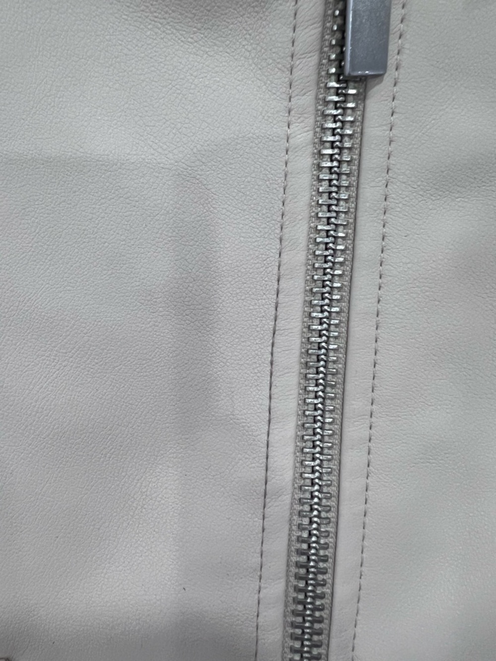Zara Light Cream Faux Leather Biker Jacket - Picture 3 of 11